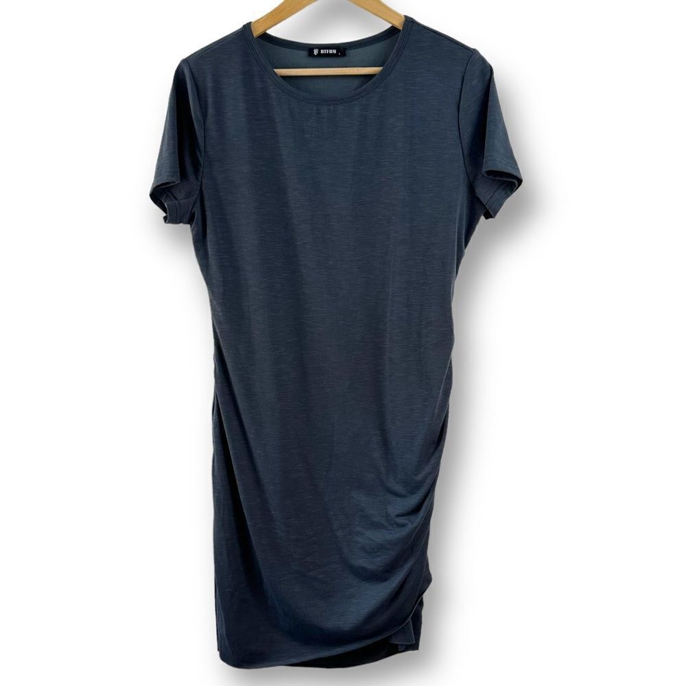 BTFBM rouch side short sleeve blue‎ gray dress size L